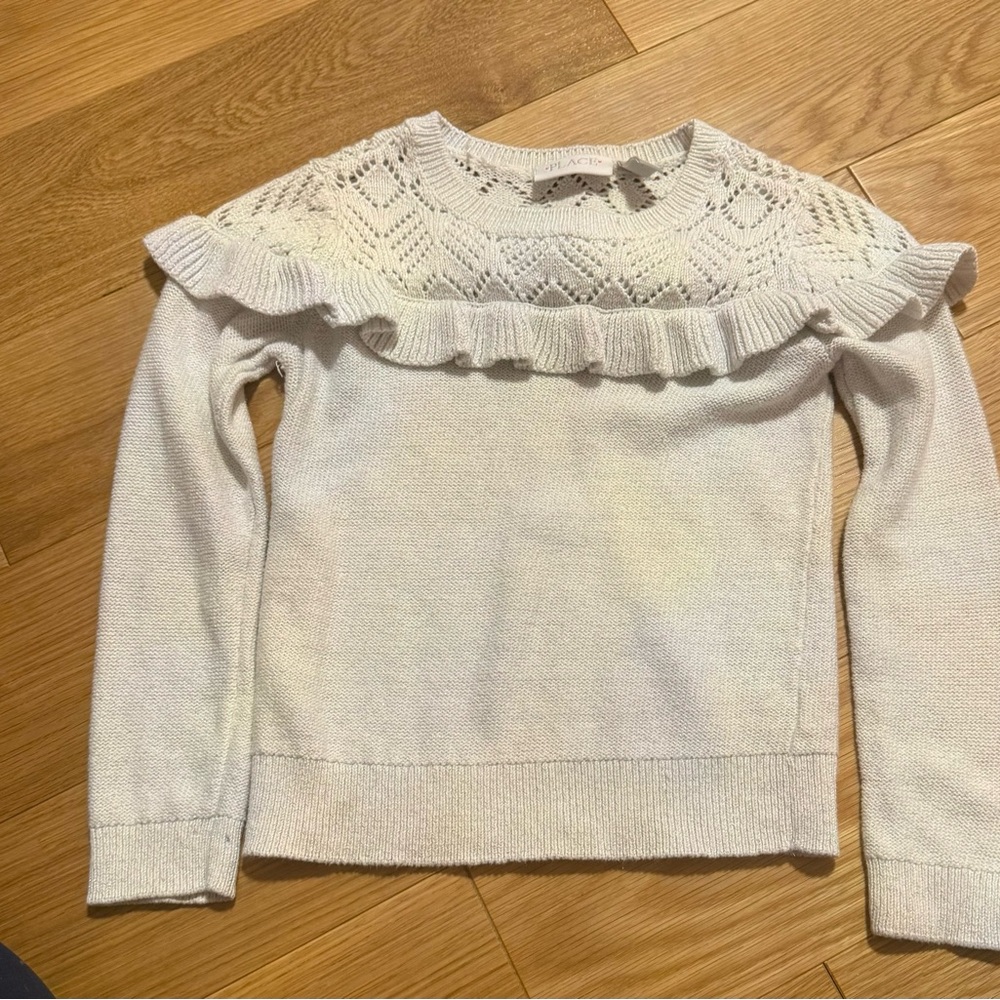 Place Cream Sweater with Lace and Ruffle
